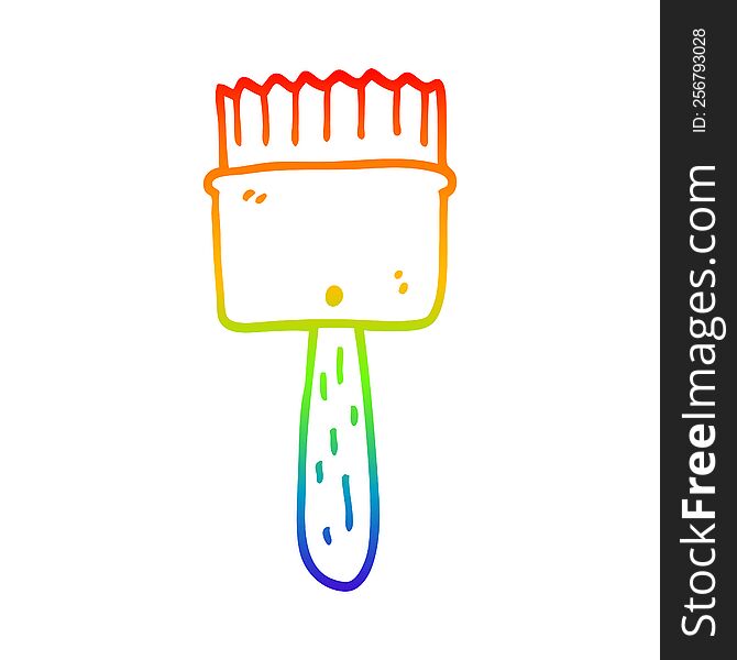 rainbow gradient line drawing of a cartoon paintbrush