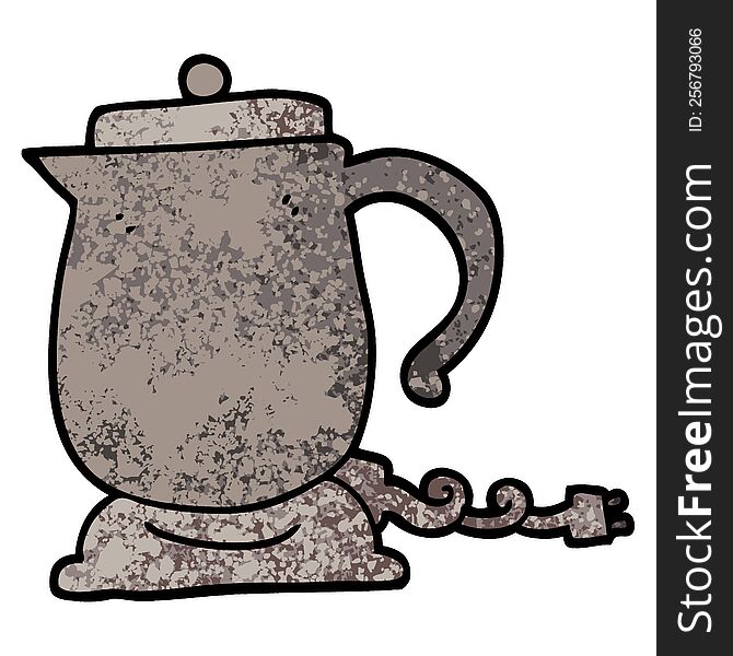 Grunge Textured Illustration Cartoon Kettle