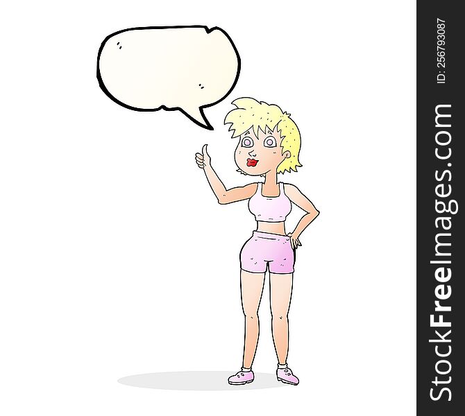 Speech Bubble Cartoon Happy Gym Woman