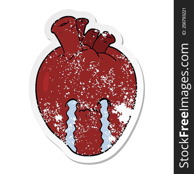 Distressed Sticker Of A Cartoon Heart