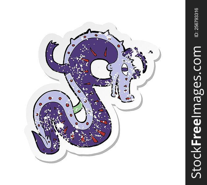 retro distressed sticker of a saxon dragon cartoon
