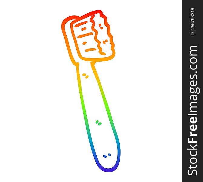 rainbow gradient line drawing of a cartoon tooth brush