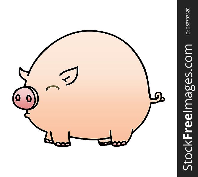 quirky gradient shaded cartoon pig