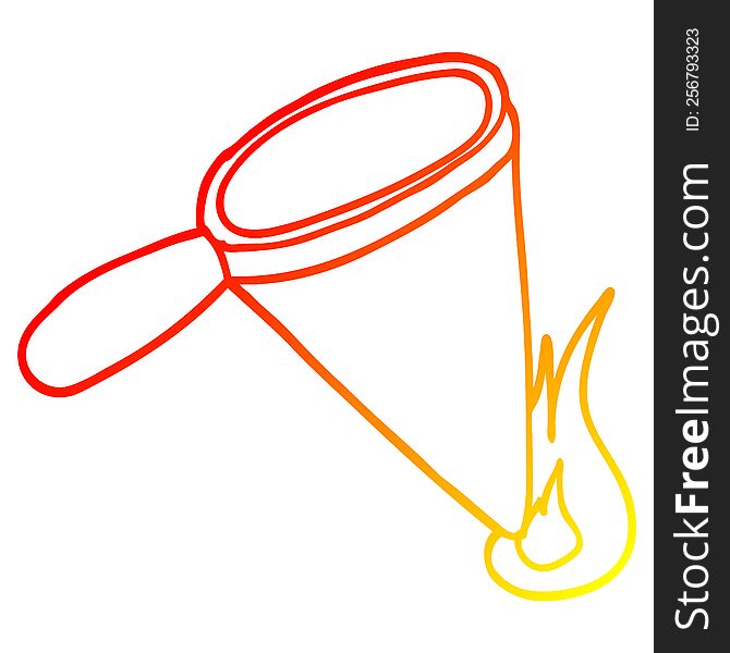 warm gradient line drawing of a cartoon magnifying glass