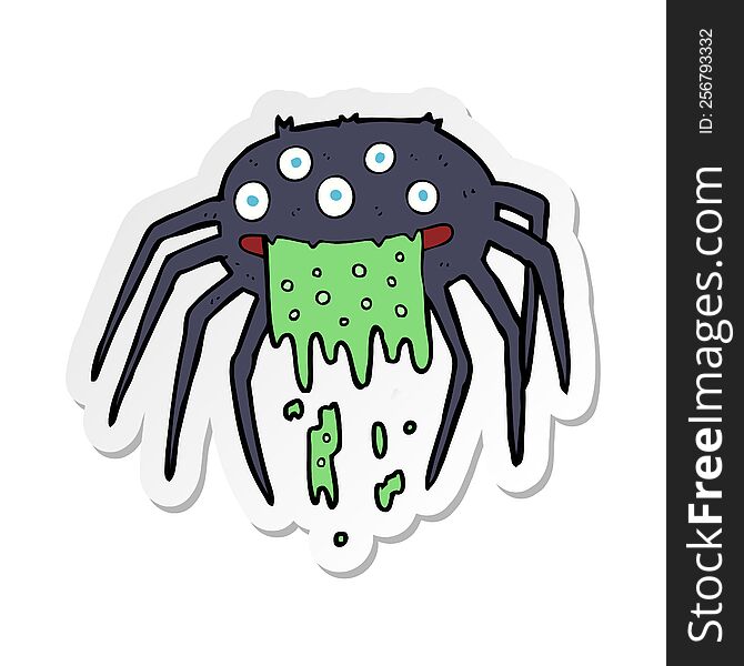sticker of a cartoon gross halloween spider