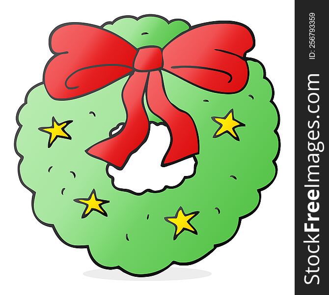 freehand drawn cartoon christmas wreath