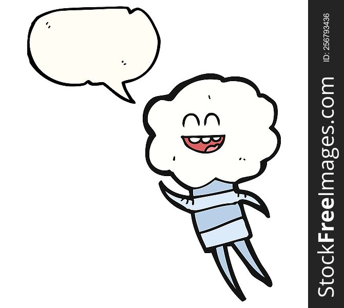 Speech Bubble Cartoon Cute Cloud Head Creature