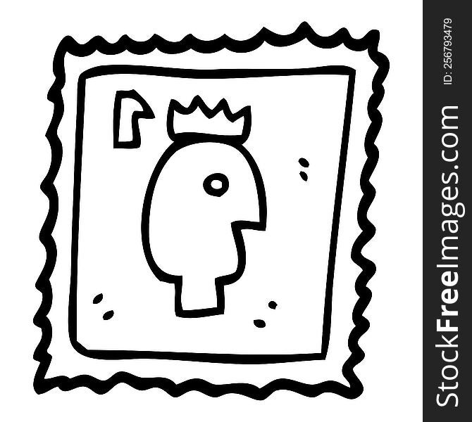 line drawing cartoon stamp for postage