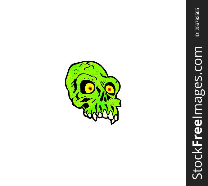 cartoon glowing green skull