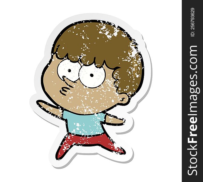 Distressed Sticker Of A Cartoon Dancing Boy