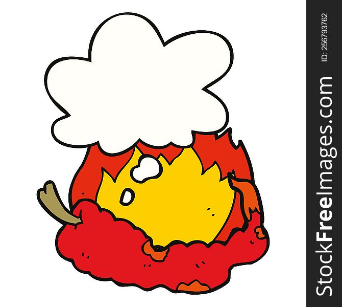 cartoon hot chili pepper with thought bubble. cartoon hot chili pepper with thought bubble