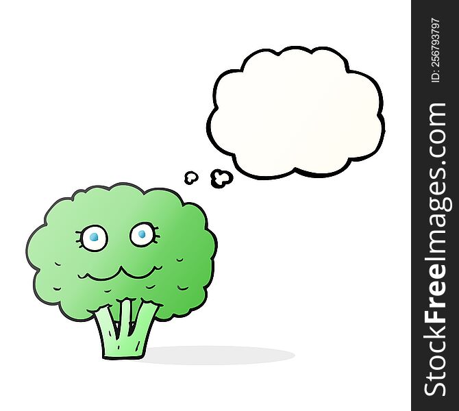 freehand drawn thought bubble cartoon broccoli