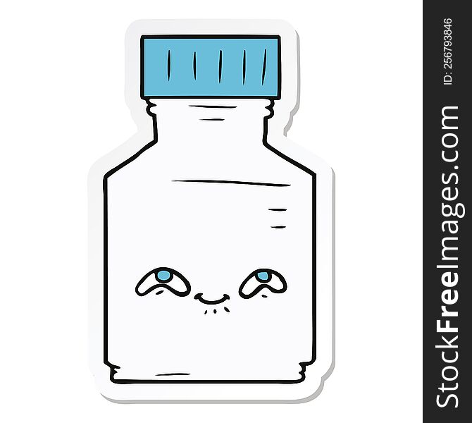 sticker of a cartoon pill jar