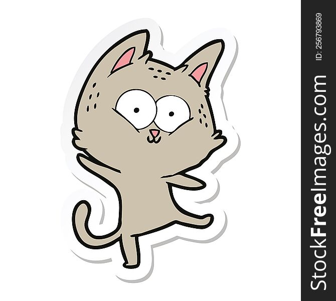 Sticker Of A Cartoon Cat Dancing