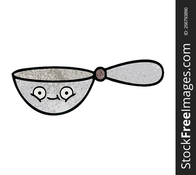 retro grunge texture cartoon of a measuring spoon