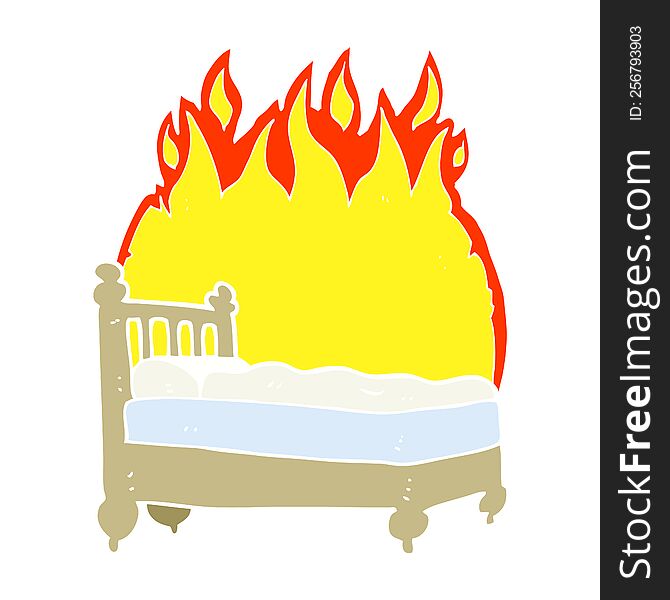 Flat Color Illustration Of A Cartoon Beds Are Burning