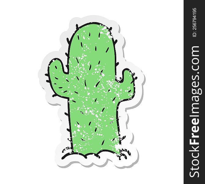 retro distressed sticker of a cartoon cactus