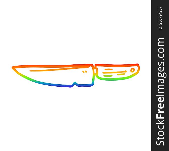 rainbow gradient line drawing of a cartoon kitchen knife