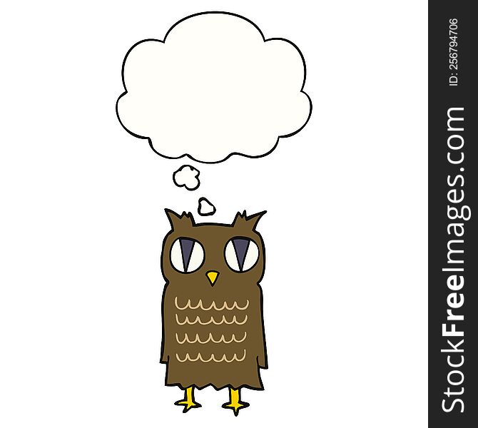 Cartoon Owl And Thought Bubble