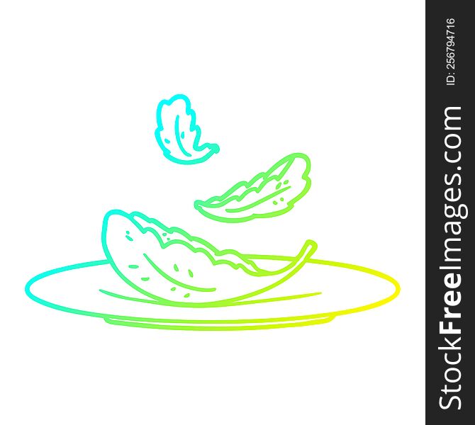 Cold Gradient Line Drawing Cartoon Salad Leaves