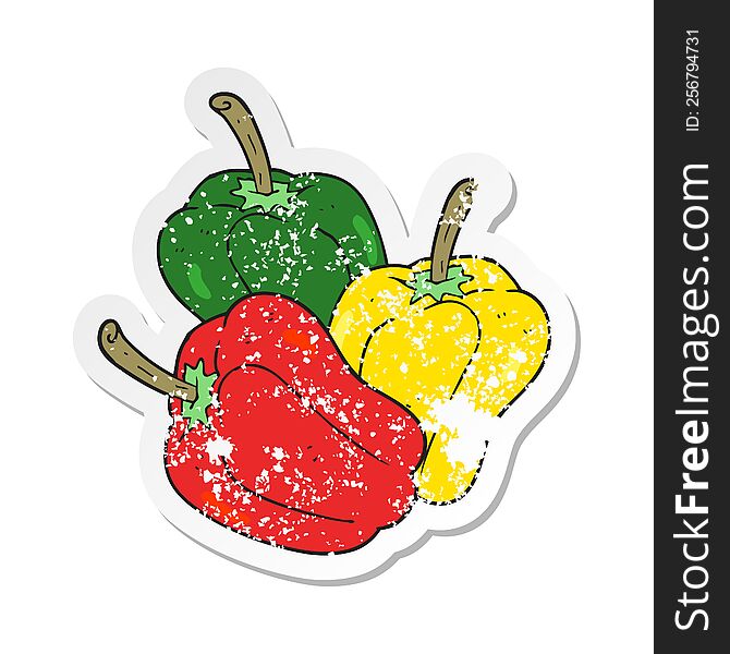 retro distressed sticker of a cartoon peppers