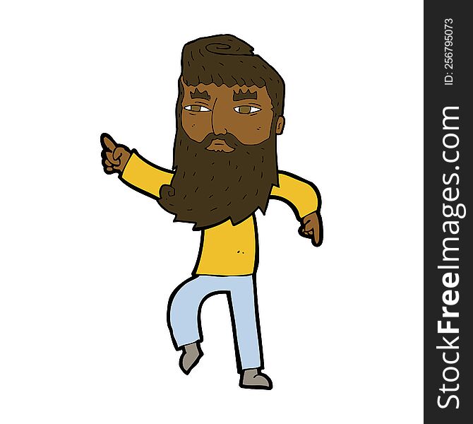 cartoon bearded man pointing the way