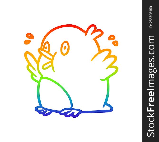 rainbow gradient line drawing of a over excited robin