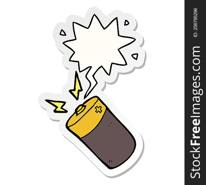 Cartoon Battery And Speech Bubble Sticker