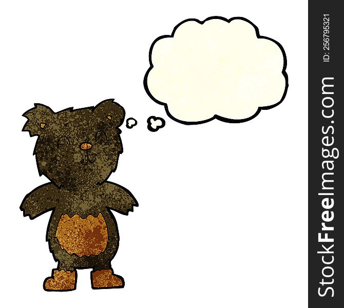 cartoon teddy black bear with thought bubble