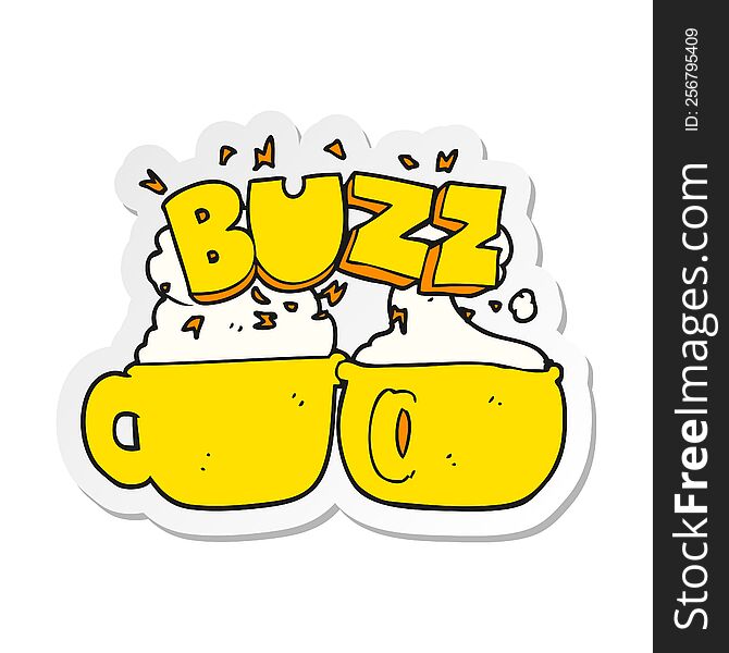 sticker of a cartoon coffee cups