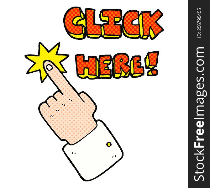 Cartoon Click Here Sign With Finger