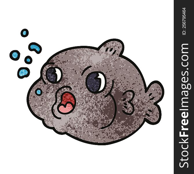 Cartoon Doodle Fish Blowing Bubbles