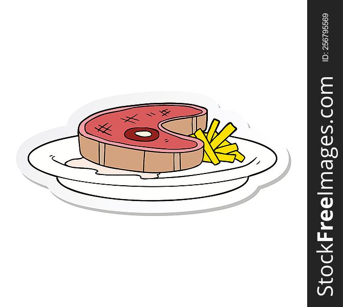 Sticker Of A Cartoon Steak Dinner