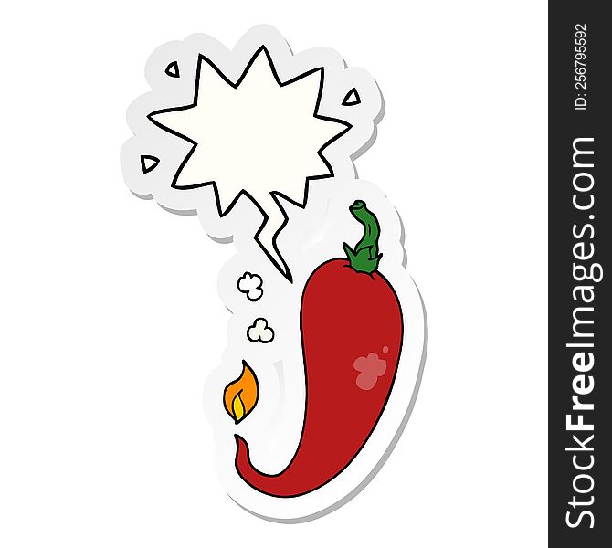 cartoon chili pepper with speech bubble sticker