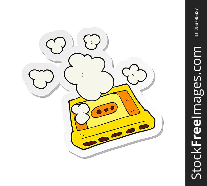 sticker of a cartoon cassette tape