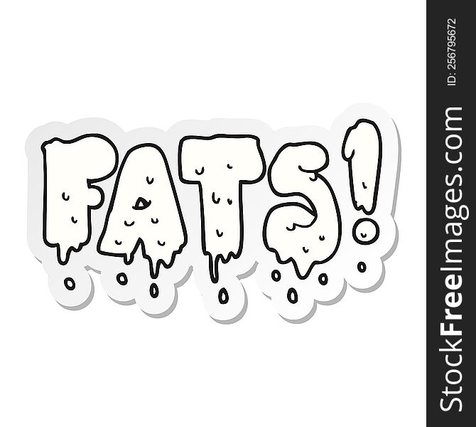 Sticker Of A Cartoon Fats Word Text