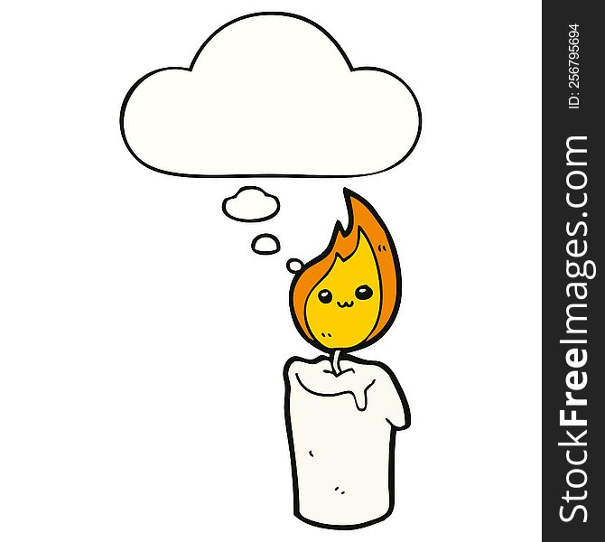 Cartoon Candle Character And Thought Bubble
