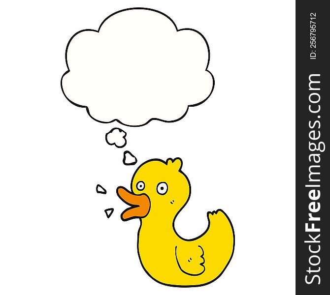 cartoon quacking duck with thought bubble. cartoon quacking duck with thought bubble