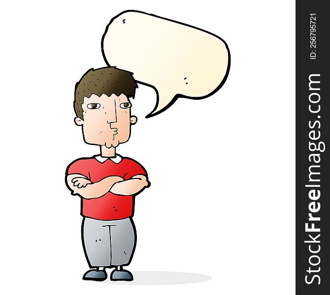 Cartoon Man With Crossed Arms With Speech Bubble