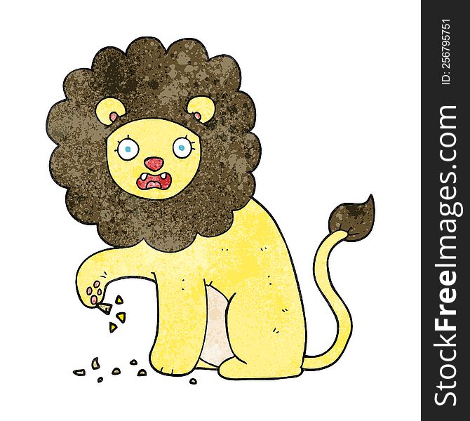 Textured Cartoon Lion With Thorn In Foot