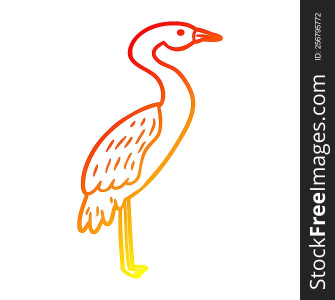 Warm Gradient Line Drawing Cartoon Stork