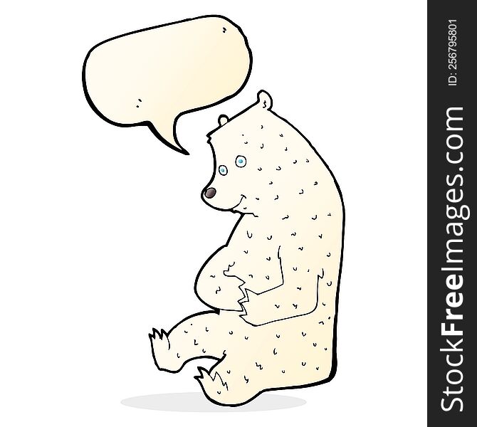 Cartoon Happy Polar Bear With Speech Bubble