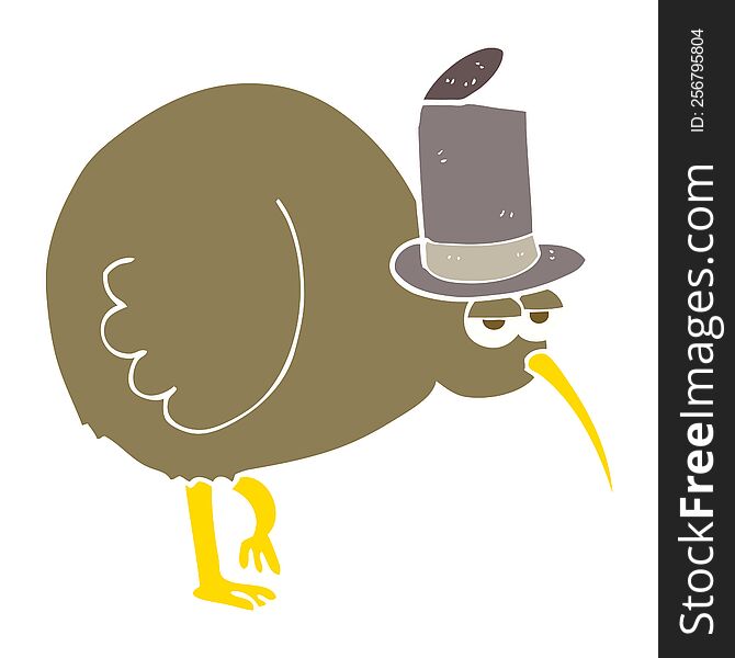 Flat Color Illustration Of A Cartoon Kiwi Bird