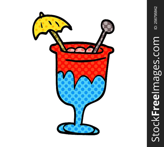 Cartoon Doodle Tropical Cocktail