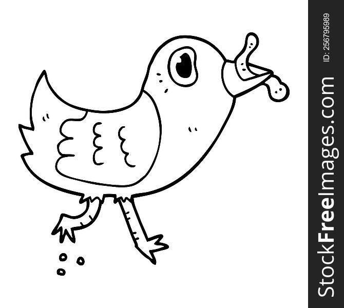 cartoon bird with worm