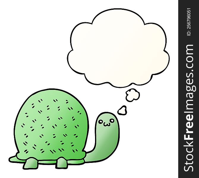 cute cartoon turtle and thought bubble in smooth gradient style