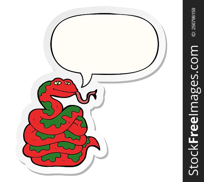 Cartoon Snake And Speech Bubble Sticker
