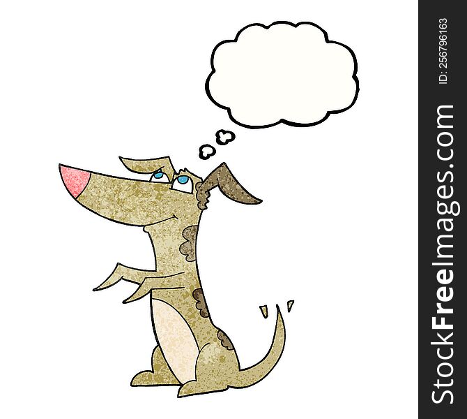 freehand drawn thought bubble textured cartoon dog
