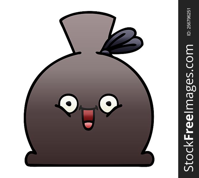 gradient shaded cartoon of a sack. gradient shaded cartoon of a sack