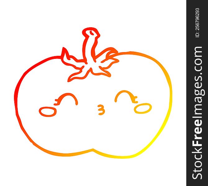 Warm Gradient Line Drawing Cartoon Tomato